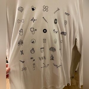 FIGS RARE Limited Edition White Icon Drawings Supersoft Underscrub